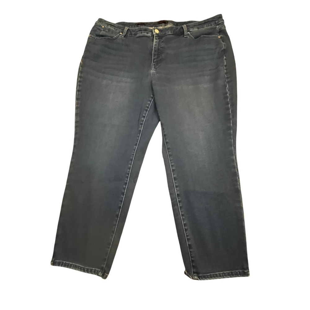 Talbots Slim Ankle Jeans Womens 22WP Blue Denim Dark Wash Plus Petite Stretch